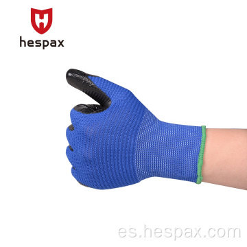 Guantes de nitrilo mecánico de nylon azul sin costura Hespax